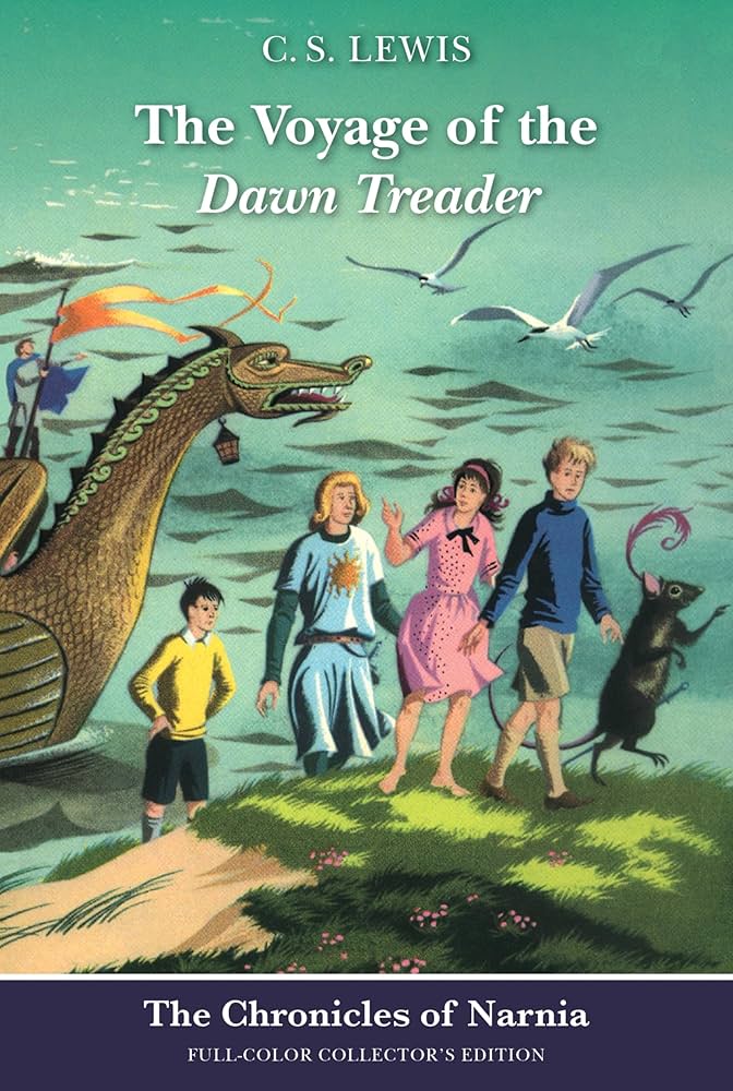 Capa de "The Voyage of The Dawn Treader", o terceiro volume das Crónicas de Nárnia, de C.S. Lewis