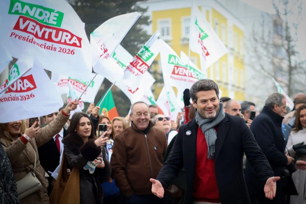 André Ventura, candidato às Presidenciais 2026 em campanha eleitoral