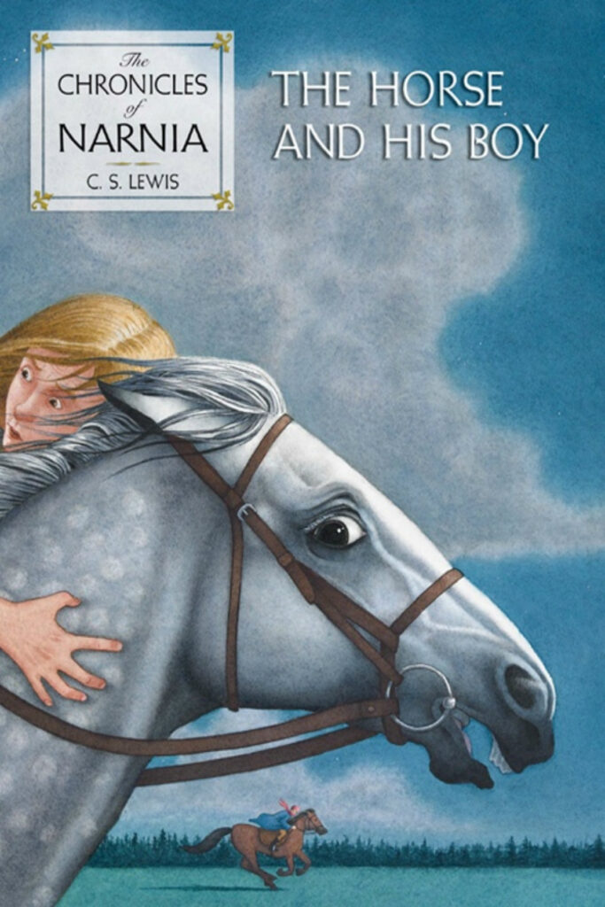 Capa de "The Horse and His Boy", quinto volume das Crónicas de Nárnia do escritor Irlandês C.S. Lewis