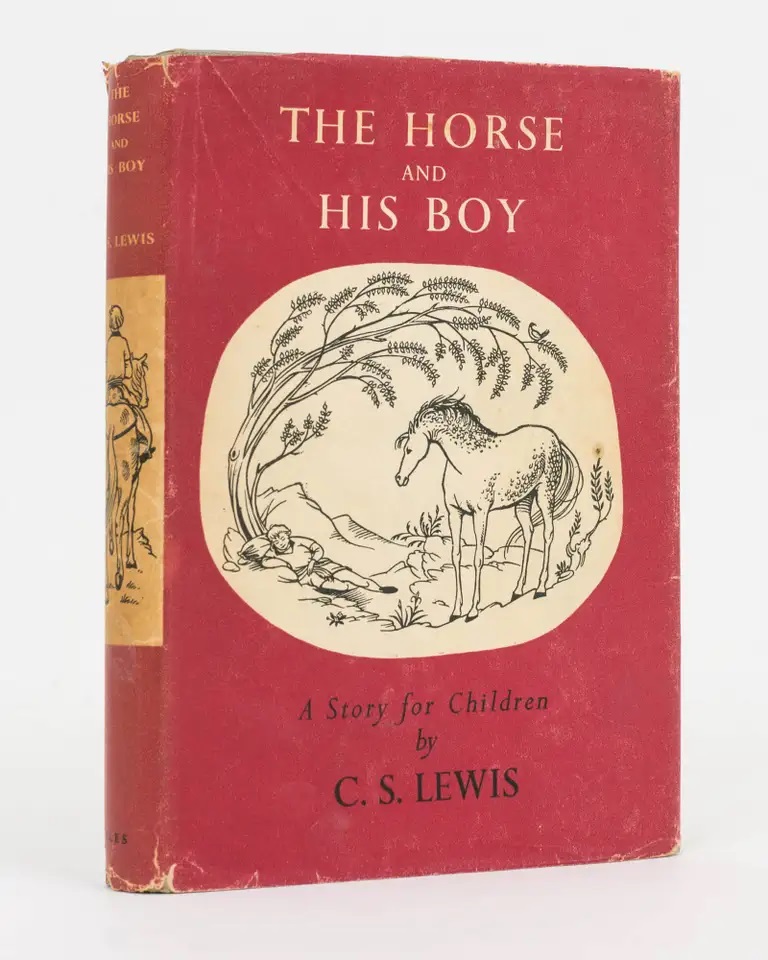 Capa original de "The Horse and His Boy", quinto volume das Crónicas de Nárnia do escritor Irlandês C.S. Lewis